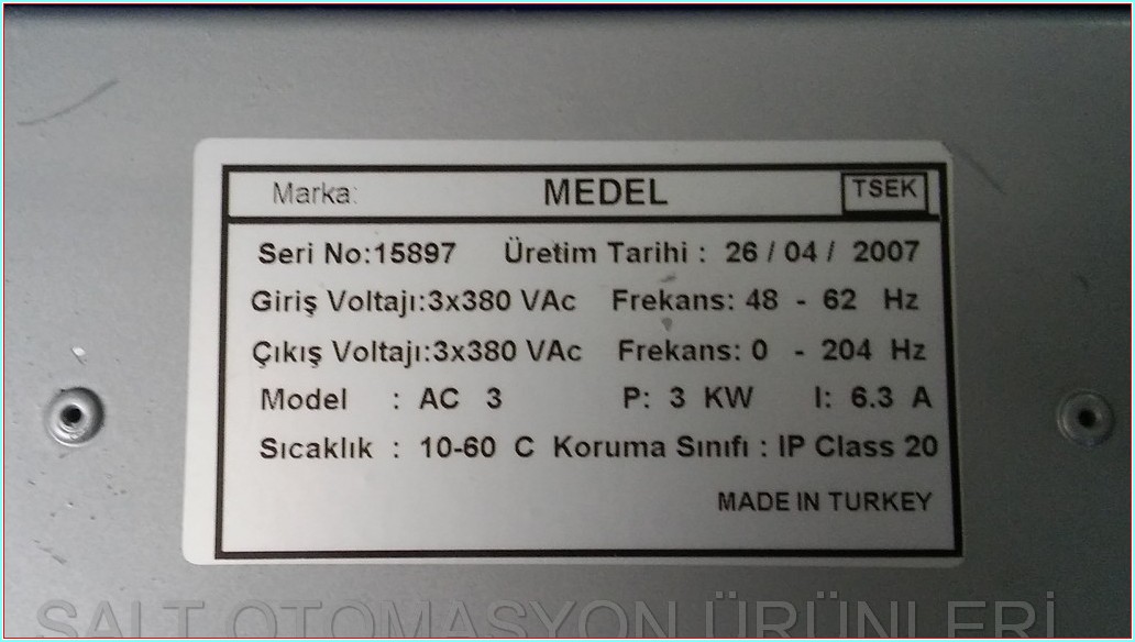 MEDEL MEDEL 3KW SÜRÜCÜ HIZ KONTROL DRIVER