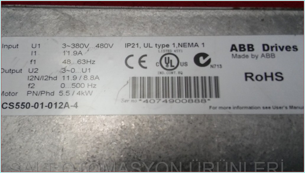 ABB ACS550-01-012A-4 ACS550 5,5KW ACS550 5,5KW SÜRÜCÜ HIZ KONTROL DRIVER