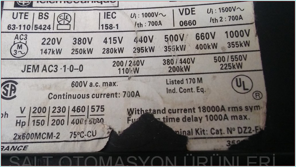 TELEMECANİQUE LC1FK43 700A KONTAKTÖR