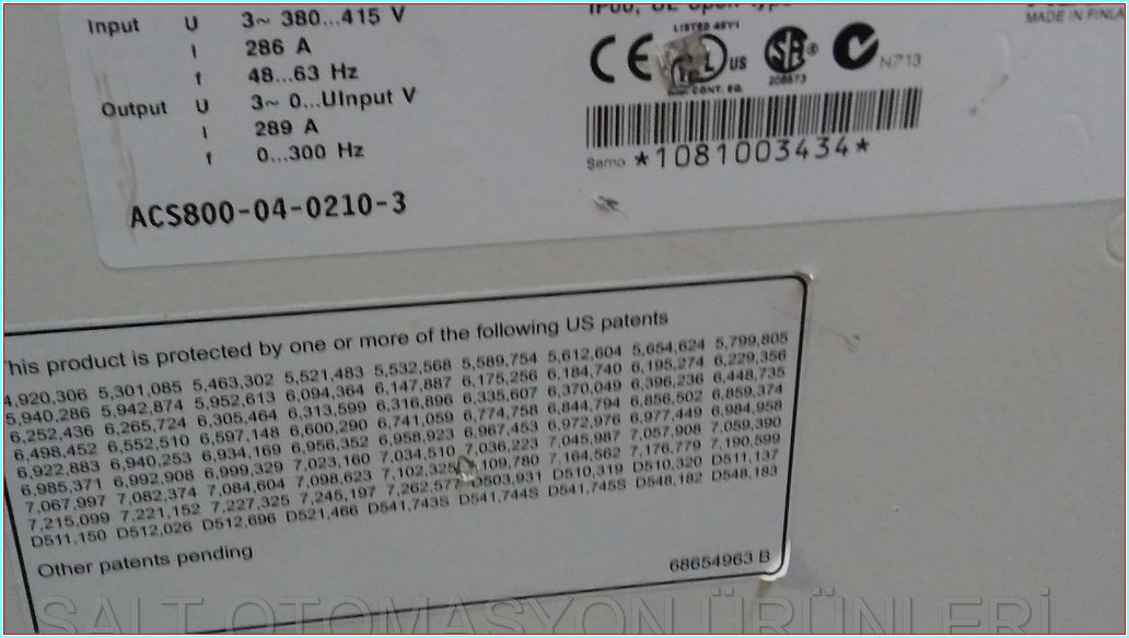 ABB ACS800-04-0210-3 ACS800 160KW 286A  ACS800 SÜRÜCÜ HIZ KONTROL DRIVER