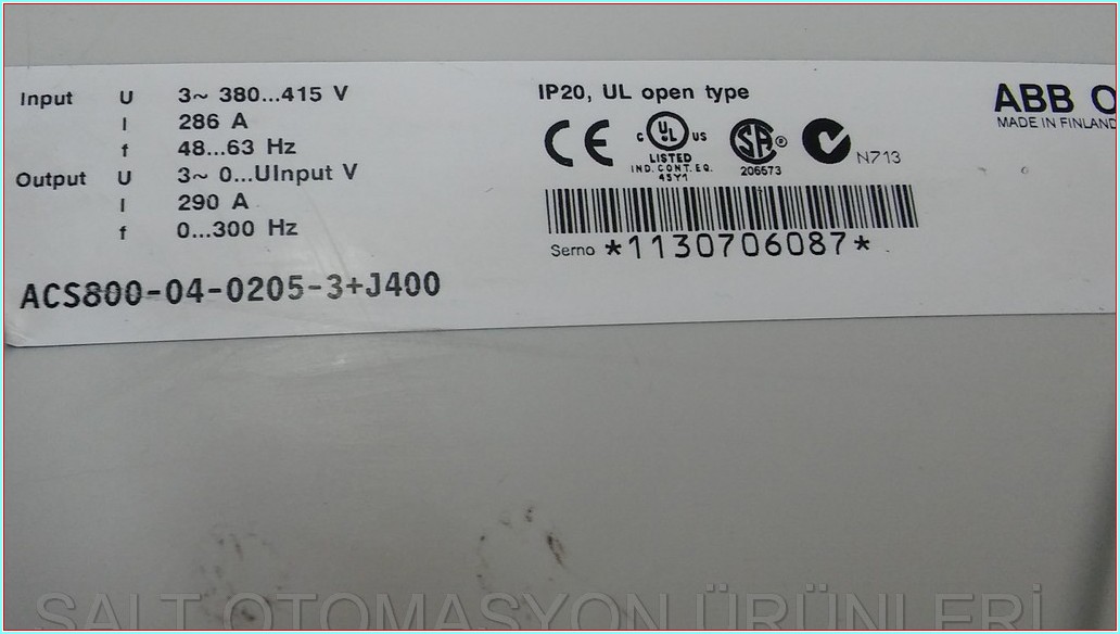 ABB ACS800-04-0205-3 J400 160KW 290A ACS0205-3 AĞIR ŞART ACS 800