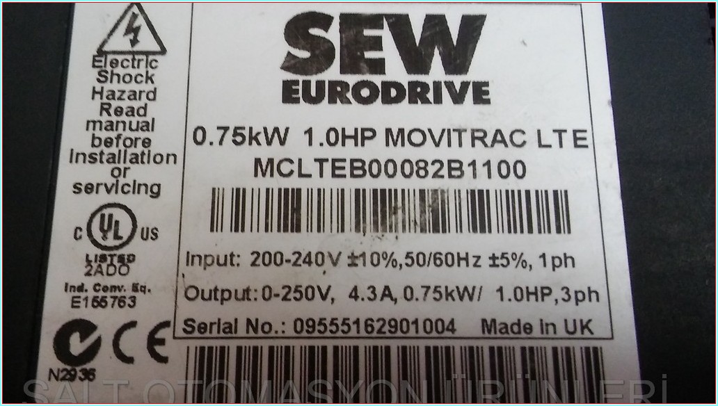 SEW EURODRIVE MCLTEB00082B1100 0,75KW MOVITRAC LTE SÜRÜCÜ HIZ KONTROL DRIVER