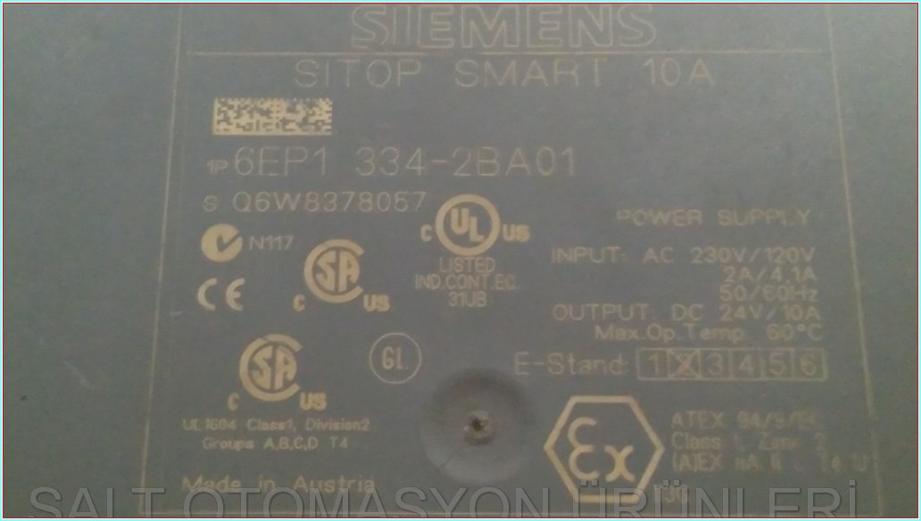 SIEMENS 6EP1 334-2BA01 6EP1334-2BA01 SITOP SMART 10A POWER SUPPLY GÜÇ KAYNAĞI