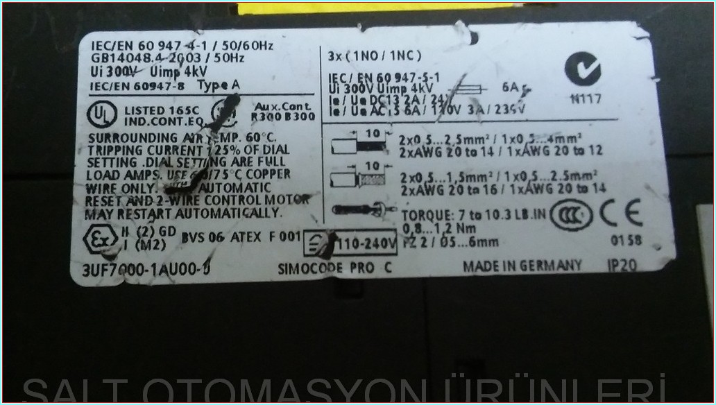SIEMENS 3UF7000-1AU00-0 3UF7101-1AA00-0 TAKIM