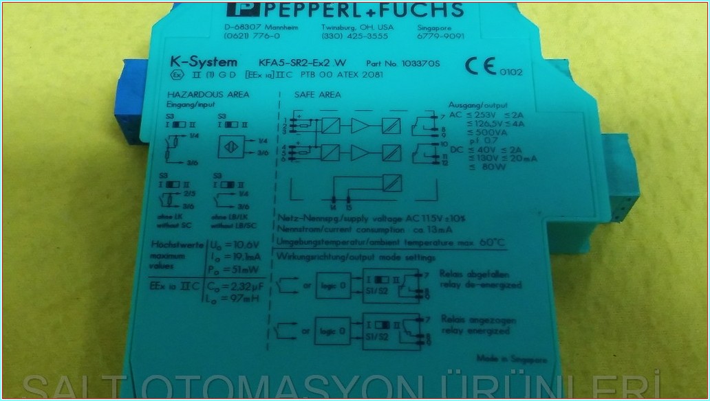 PEPPERL FUCHS KFA5-SR2-EX2.W SWİTCH AMPLİFİER ANAHTAR AMPLİFİKATÖR K-SYSTEM