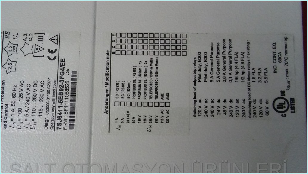 SIEMENS SIPROTEC 7SJ64 7SJ6411-5EB92-3FG4-EE ÇOK FONKSİYONLU KORUMA RÖLESİ