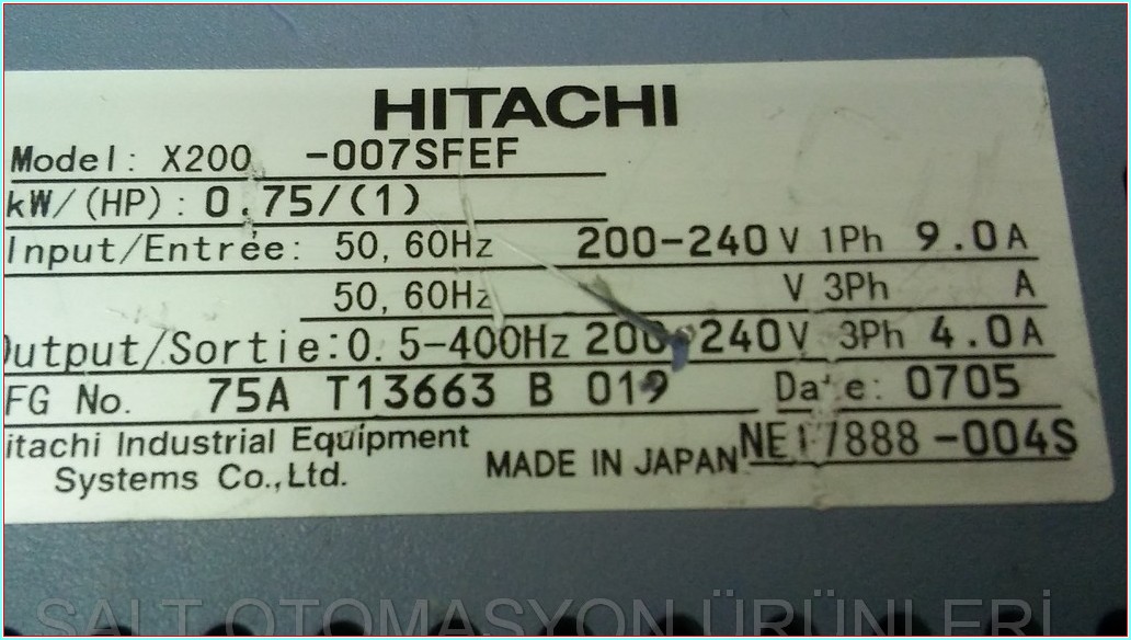 HITACHI X200-007SFEF 0,75KW SÜRÜCÜ HIZ KONTROL DRIVER
