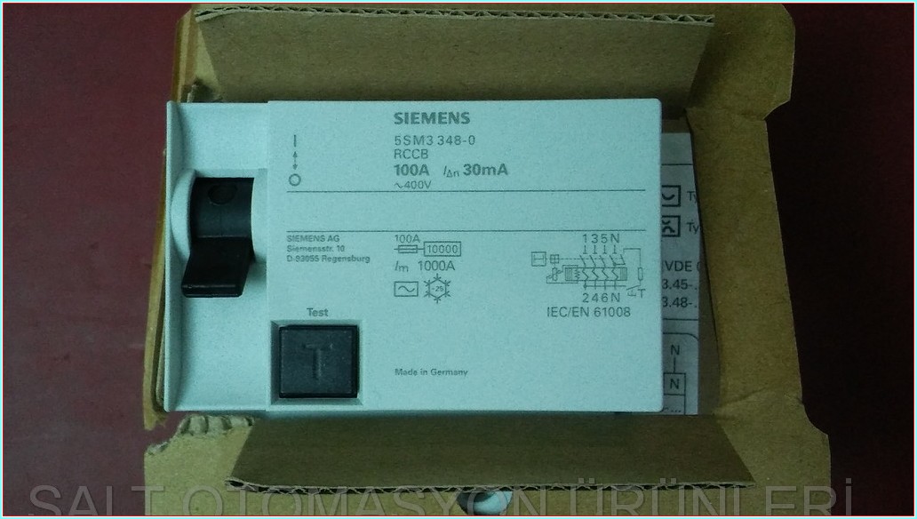 SIEMENS 5SM3 348-0 RCCB 100A 30MA SIFIR KUTULU KAÇAK AKIM TRİFAZE