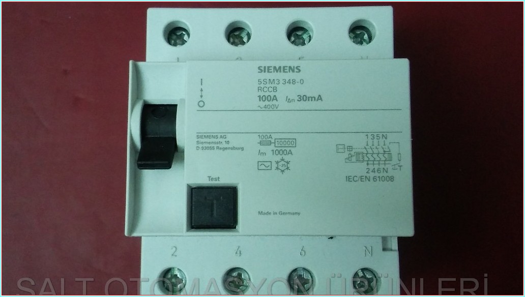 SIEMENS 5SM3 348-0 RCCB 100A 30MA SIFIR KUTULU KAÇAK AKIM TRİFAZE