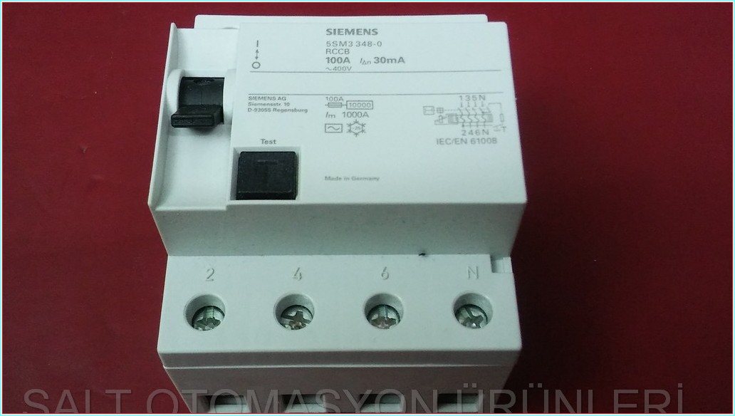 SIEMENS 5SM3 348-0 RCCB 100A 30MA SIFIR KUTULU KAÇAK AKIM TRİFAZE