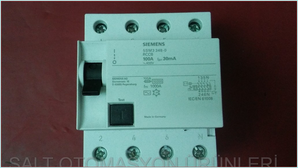 SIEMENS 5SM3 348-0 RCCB 100A 30MA SIFIR KUTULU KAÇAK AKIM TRİFAZE