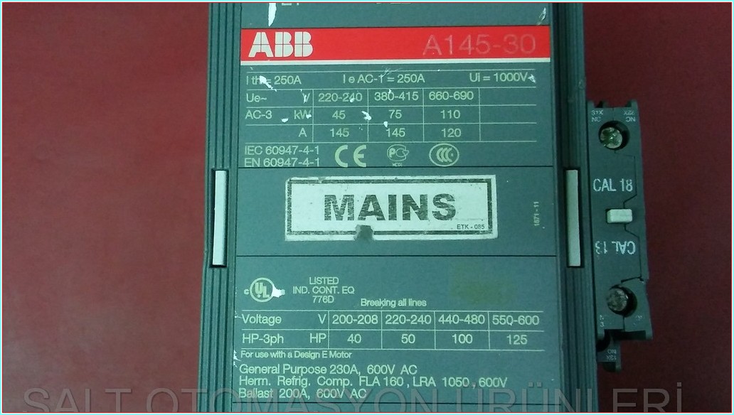 ABB A145-30 145A 75KW KONTAKTÖR SIFIRDAN FARKI FİYATI