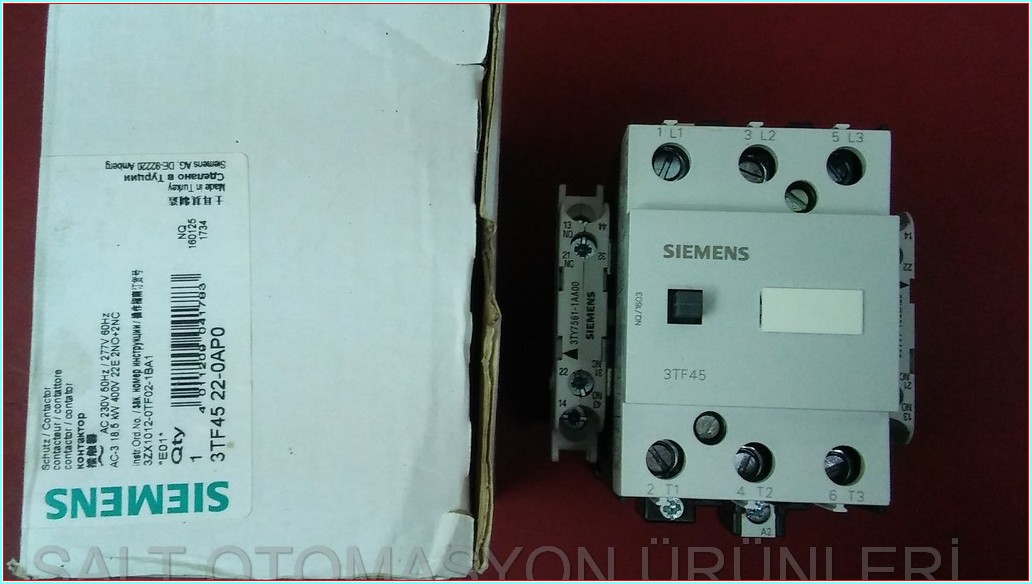 SIEMENS 3TF45 22-0AP0 3TF4522-0A 3TF45 18,5KW SIFIR KUTULU KONTAKTÖR