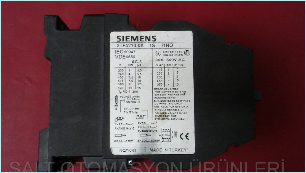 SIEMENS 3TF42 3TF4210-0A 3TF42-10E 3TB42 220V KONTAK BOBİNLİ KONTAKTÖR