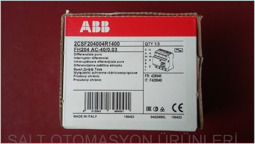 ABB FH204 AC-40 0,03 2CSF204004R14 1000A SIFIR KUTULU KAÇAK AKIM