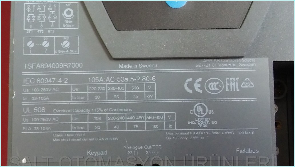 ABB PST105-600-70 1SFA894009R7000 55KW SOFTSTARTER YUMUŞAK YOL VERME