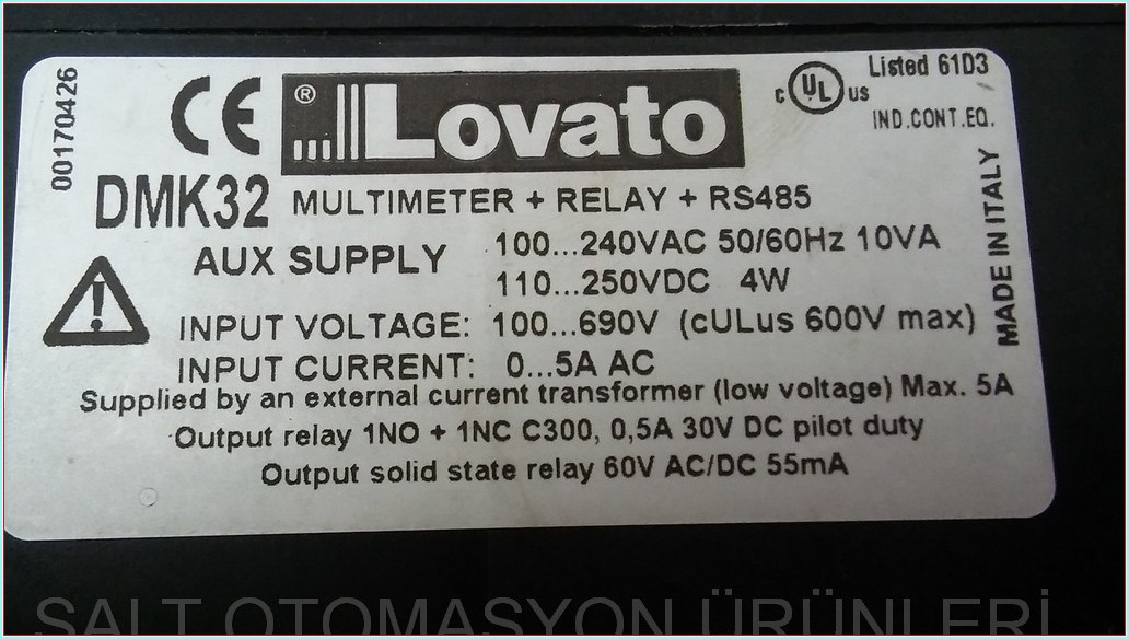 LOVATO DMK3 DIGITAL MULTIMETER
