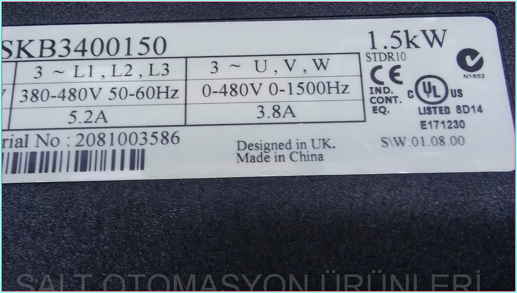 EMERSON SKB3400150 SKB3400110 SKB340075 SKB3400055 SKB3400037 1,5KW SÜRÜCÜ DRIVER INVERTER HIZ KONTROL CİHAZI