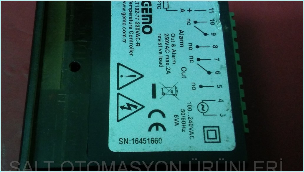 GEMO LT102-77 LT102-77-230VAC-R TEMPERATURE CONTROLLER ISI KONTROL CİHAZI
