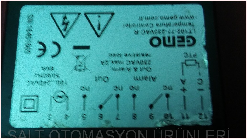GEMO LT102-77 LT102-77-230VAC-R TEMPERATURE CONTROLLER ISI KONTROL CİHAZI