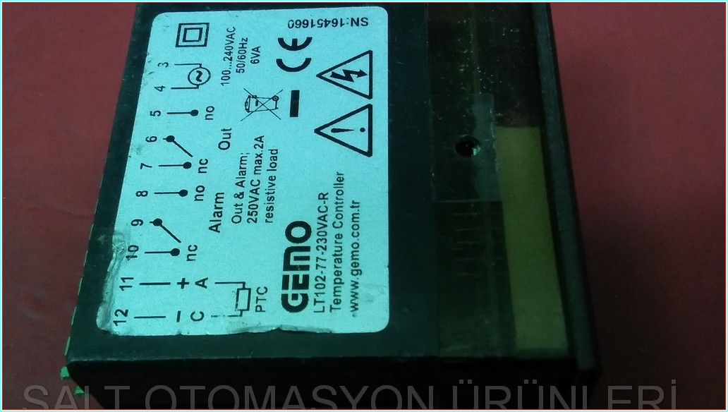 GEMO LT102-77 LT102-77-230VAC-R TEMPERATURE CONTROLLER ISI KONTROL CİHAZI