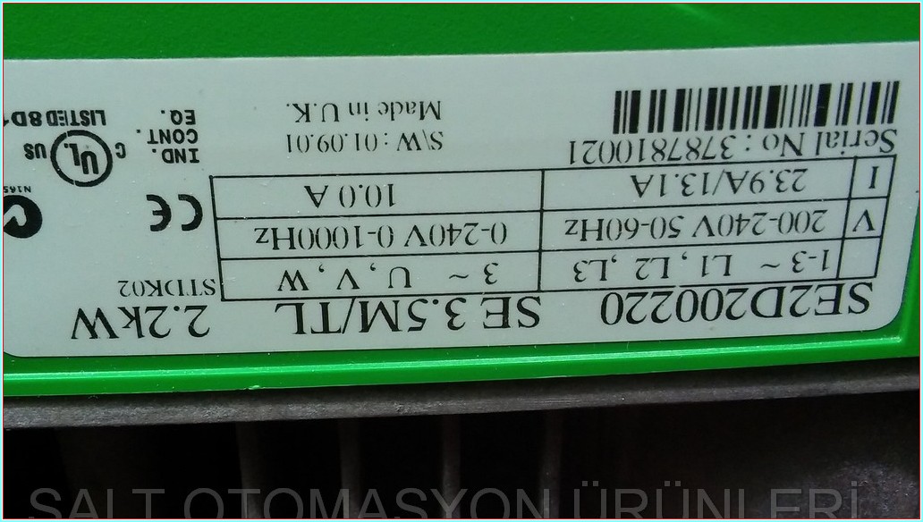 SE 2D200220 COMMANDER SE CONTROL TECHNIQUES SE2D200220 SE  2,2 KW SÜRÜCÜ INVERTER DRIVER HIZ KONTROL CİHAZI