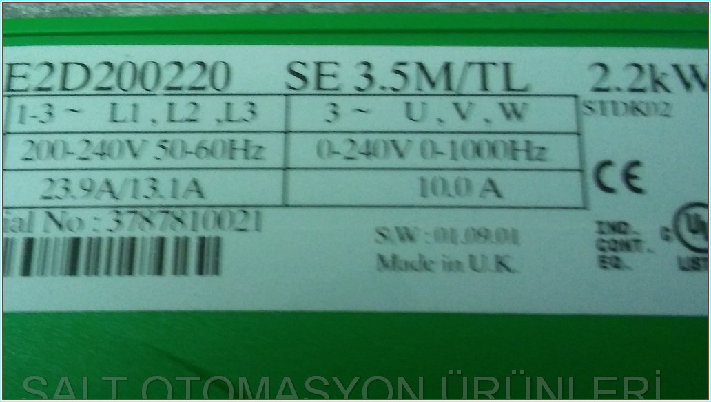 SE 2D200220 COMMANDER SE CONTROL TECHNIQUES SE2D200220 SE  2,2 KW SÜRÜCÜ INVERTER DRIVER HIZ KONTROL CİHAZI