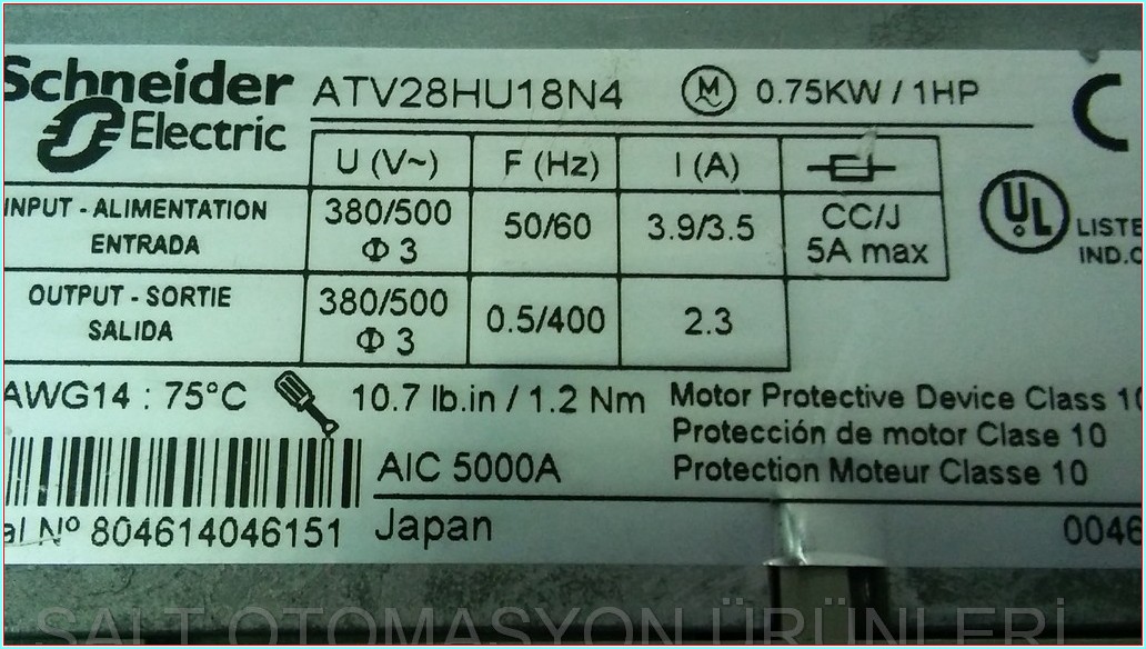 TELEMECANİQUE ATV28HU18N4 ALTİVAR 28 ATV28 0,75KW SÜRÜCÜ INVERTER DRIVER HIZ KONTROL CİHAZI