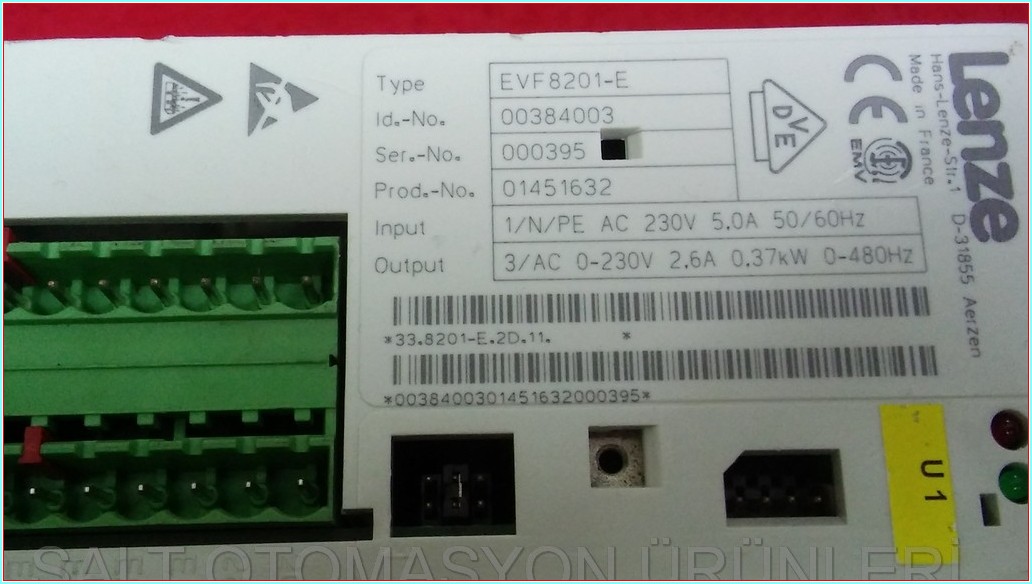 LENZE EVF8201-E 8200 VECTOR 0,37KW 0-480HZ SÜRÜCÜ INVERTER DRIVER