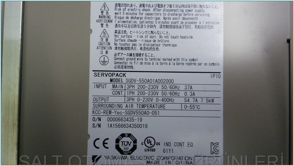 YASKAWA SGDV-550A01A 7,5KW SERVOPACK MOTORLU SÜRÜCÜ TAKIM SIFIR KUTULU