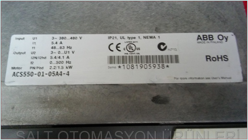 ABB ACS550-01-05A4-4 2,2KW SÜRÜCÜ ACS550 INVERTER DRIVER