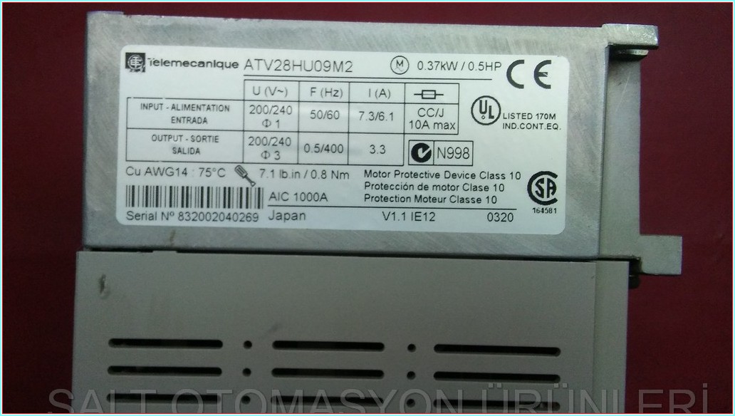 TELEMECANİQUE ATV28HU09M2 0,37KW SÜRÜCÜ ALTİVAR28 ATV28 0,37 KW INVERTER