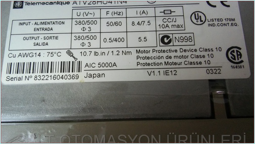 TELEMECANİQUE ATV28HU41N4 2,2KW 380V SÜRÜCÜ ATV28 ALTİVAR 28 INVERTER