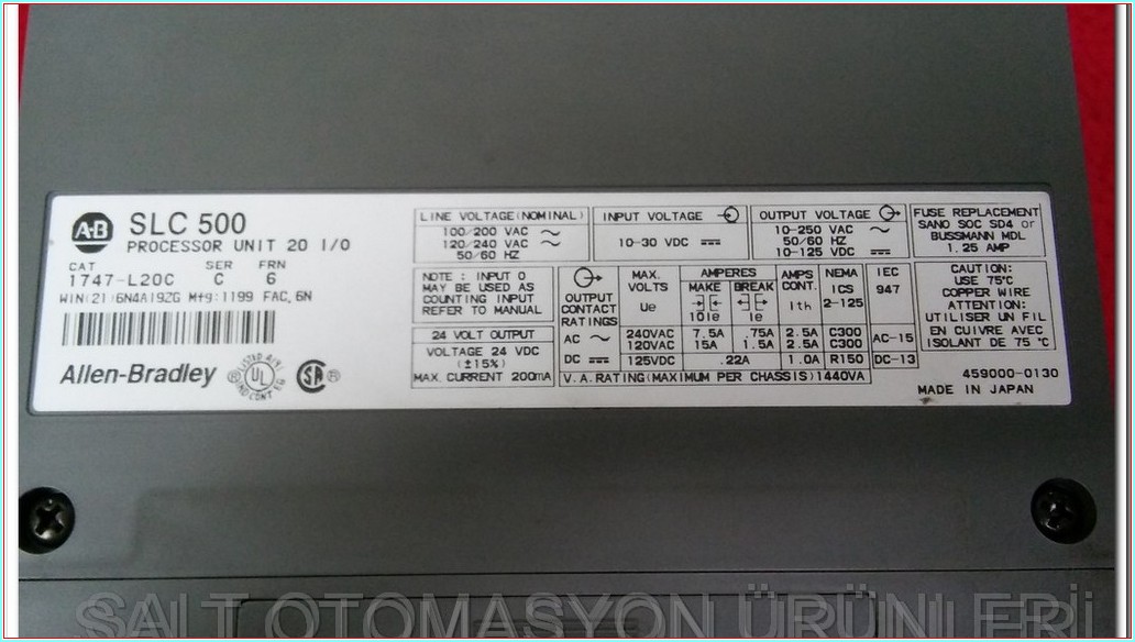 ALLEN BRADLEY SLC 500 1747-L20C PROCESSOR UNIT 20 I-O PLC