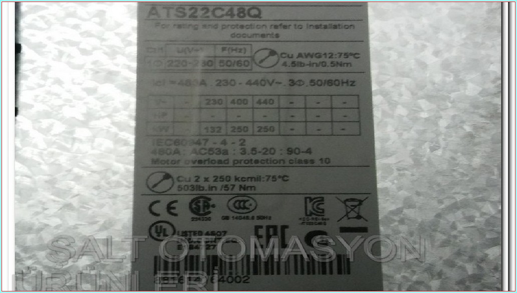 SCHNEİDER ALTİSTART 22 ATS22C48Q ATS22 250 KW YUMUŞAK YOL VERME