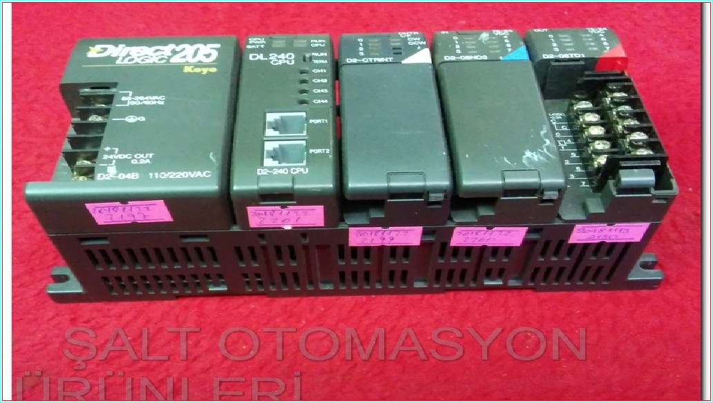KOYO D2-04B D2-240 CPU D2-CTRINT D2-08ND3 D2-08TD1 DİRECT LOGİC 205 PLC TAKIM