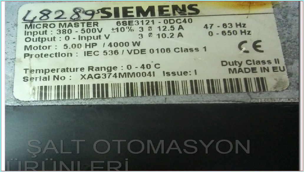 SIEMENS MICROMASTER 6SE3121-0DC40 4KW SÜRÜCÜ