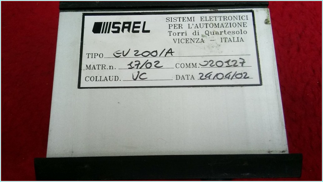 SISTEMI ELETTRONICI SAEL EV 200A PER L AUTOMAZIONE TORRİ Dİ QUARTESOLO