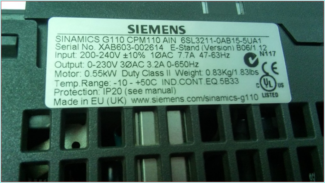 SIEMENS 6SL3211-0AB15-5UA1 6SL3211-0AB13-7UA1 SINAMICS G110 CPM110 AIN 0,55KW SÜRÜCÜ