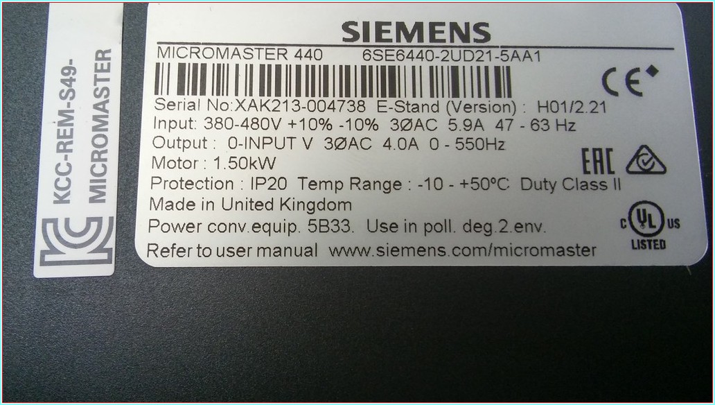 SIEMENS 6SE6440-2UD21-5AA1 440 1,5KW MICROMASTER 440 SÜRÜCÜ SIFIR KUTULU