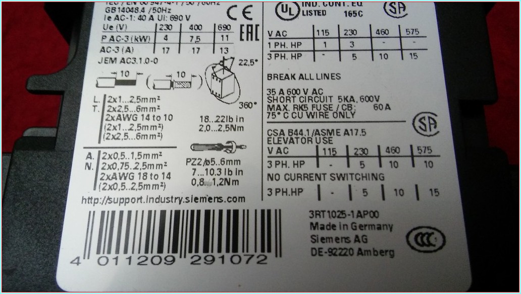 SIEMENS 3RT1025-1AP00 7,5KW KONTAKTÖR