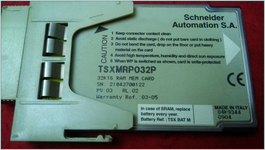 SCHNEİDER TSXMRP032P 32K 16 RAM MEM CART