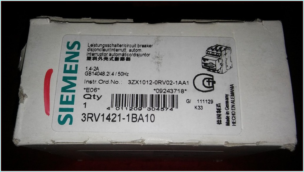 SIEMENS 3RV1421-1BA10 1,4-2A MOTOR KORUMA ŞALTER TİPİ