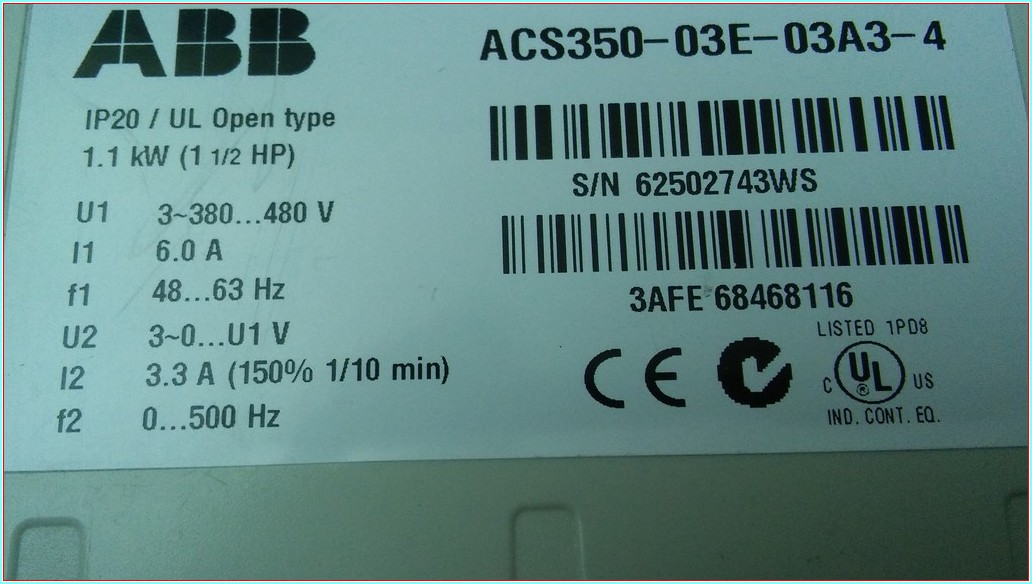 ABB ACS350-03E-03A3-4 1.1 KW 380-480V ABB ACS350 SÜRÜCÜ 