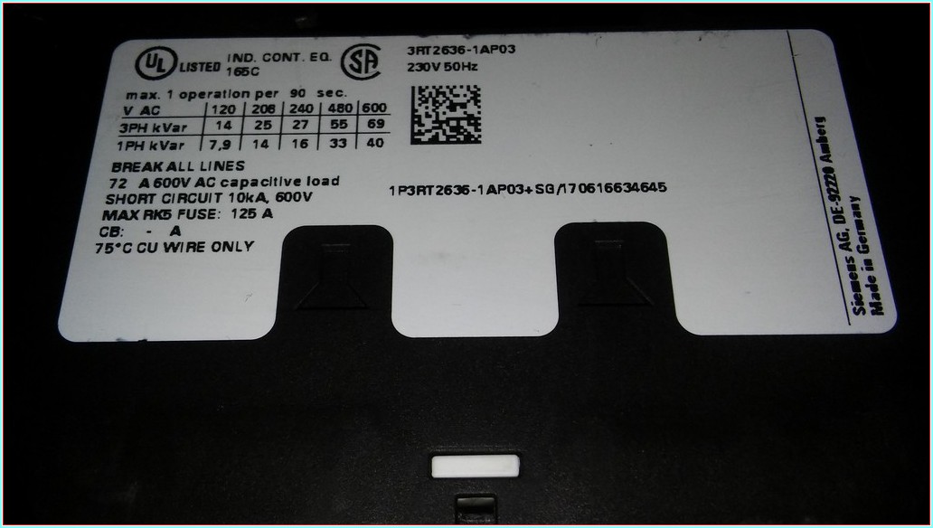 SIEMENS 3RT2636-1AP03 SIRIUS  50KVAR REAKTİF KONTAKTÖR SIFIRDAN FARKI FİYATI