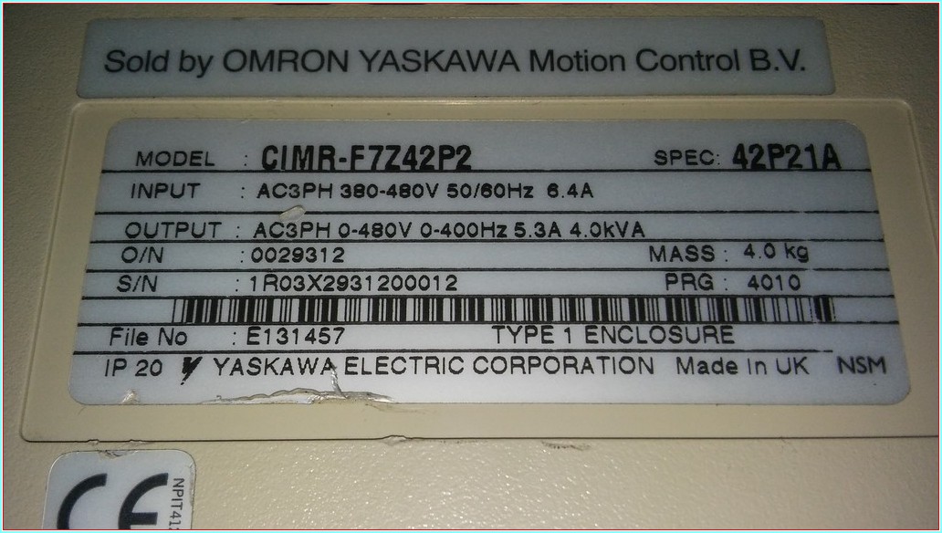 OMRON CIMR-F7Z42P2 YASKAWA 2,2KW 380V SÜRÜCÜ