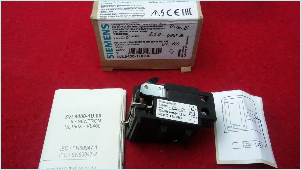 SIEMENS 3VL9400-1UH00 3VL94001UH00 220-250VAC VL160-400A KADAR DÜŞÜK GERİLİM BOBİNİ