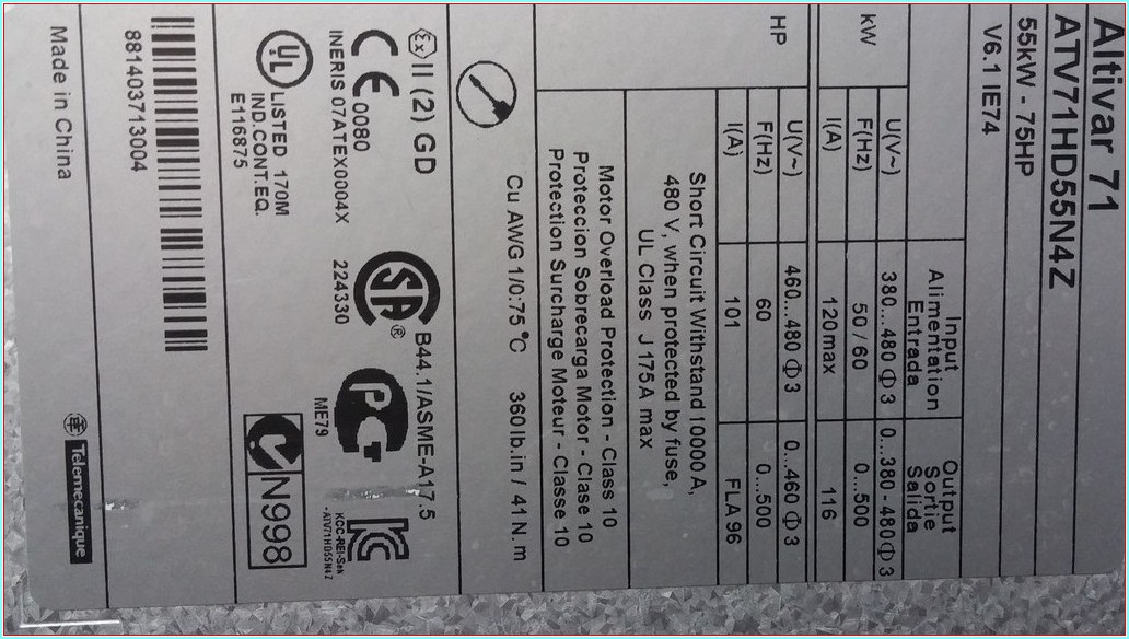 SCHNEİDER ATV71HD55N4Z ALTİVAR 71 ATV71 55KW 75HP SÜRÜCÜ