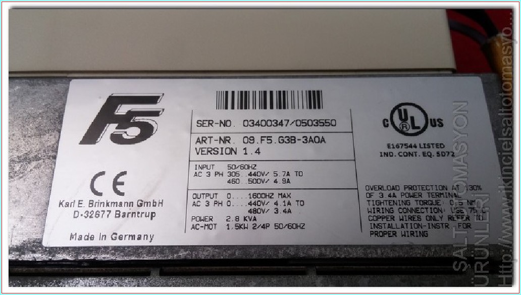 KEB 09.F5.G3B-3AOA 09,F5,G3B-3A0A VERSİYON 1,4 F5 1,5KW 1600HZ SÜRÜCÜ 
