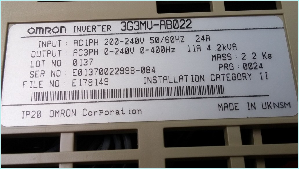 OMRON 3G3MV-AB022 3G3MV AB022 3G3MVAB022 SYSDRIVE 3G3MV INVERTER 2.2 KW SÜRÜCÜ